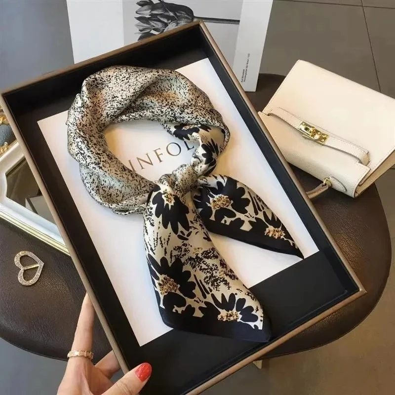 Silk Scarf Lady 70*70cm Square Soft Satin Hairband Neckerchief Tie Headband Foulard