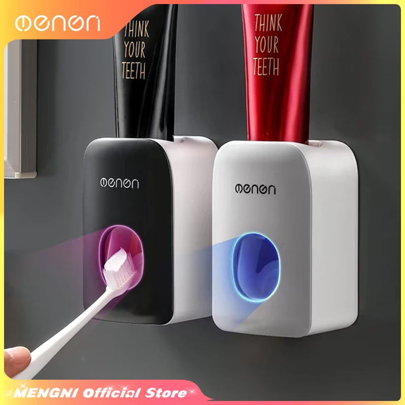 Bathroom Accessories Set Automatic Toothpaste Dispenser Dust-proof Toothbrush Holder Wall Mount Stand Toothpaste Squeezer