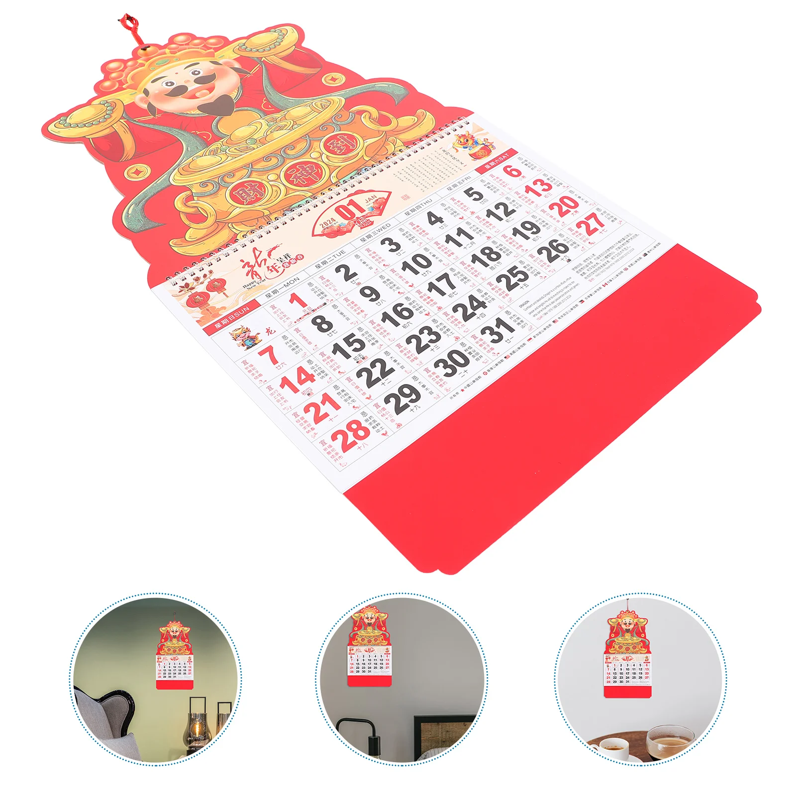 

Wall Calendar 2024 Year of The Dragon Delicate Monthly Fu Character Planning Household Hanging Chinese Style Office