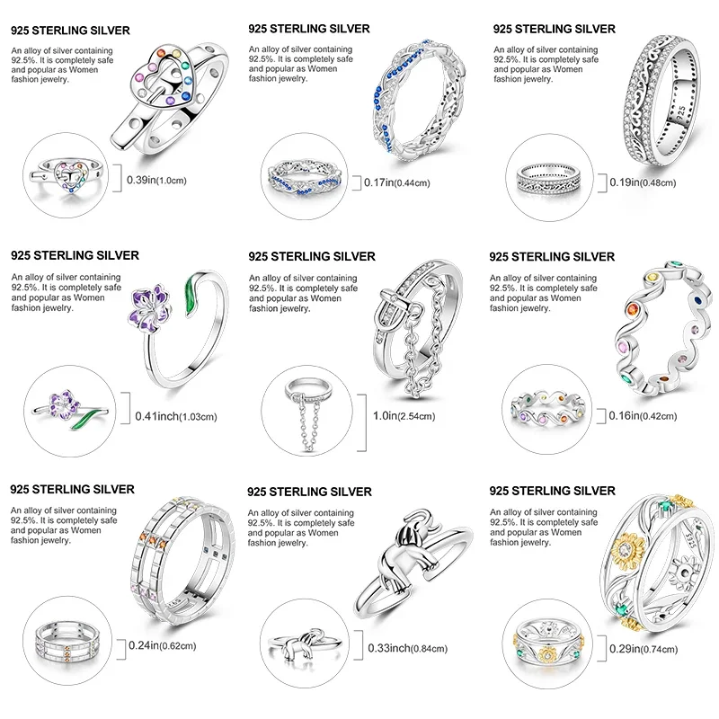 925 Sterling Silver Colorful Rings Sparking Zirconium Ring Popular Wedding Rings For Women Jewelry Anniversary Friend Lover Gift 2