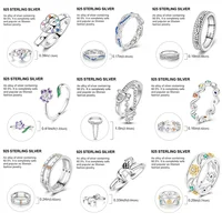 925 Sterling Silver Colorful Rings Sparking Zirconium Ring Popular Wedding Rings For Women Jewelry Anniversary Friend Lover Gift 2