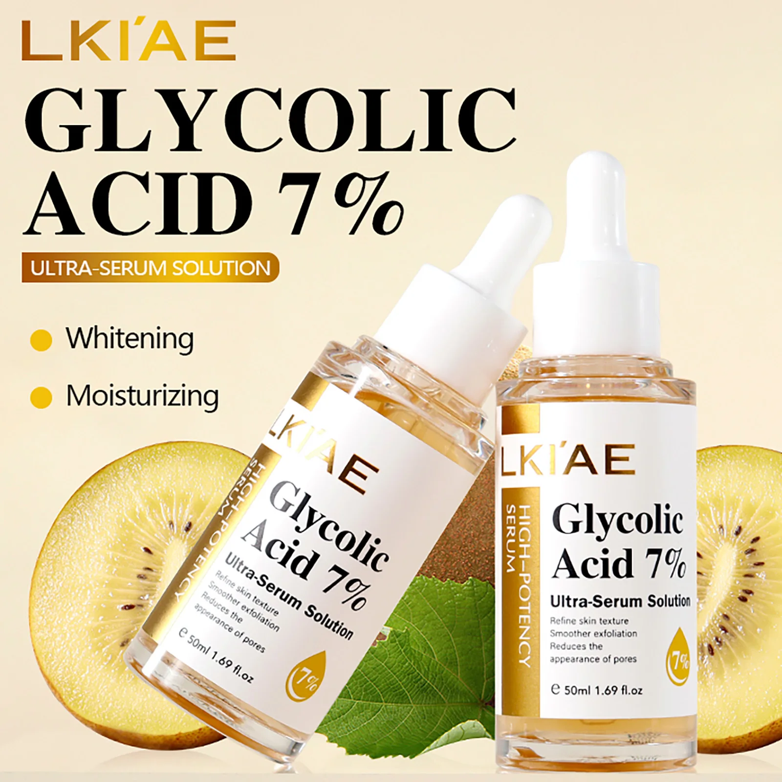 LKIAE Glycolic Acid Brightening Skin Care Set, Reduce Dark Spots, Unclog Pores, Clean Skin, Whitening Kit For All Skin Types