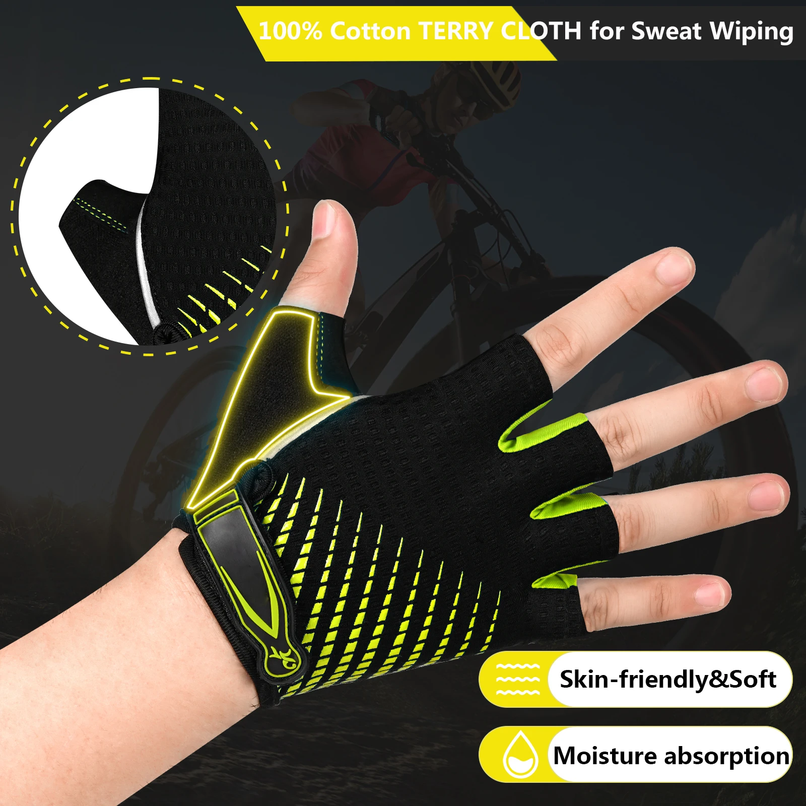 Sport Gloves Bike Gloves Half Finger MTB Bicycle Gloves 5mm Liquid Gel Pads Shock-absorbing Mountain Bike Road Cycling for Men Women