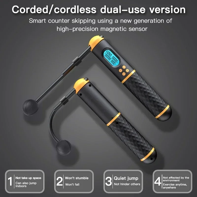 2 In 1 Multifun Skipping Rope With Digital Counter Speed Professional Ball Bearings And Non-slip Handles Jumps And Calorie Count 4