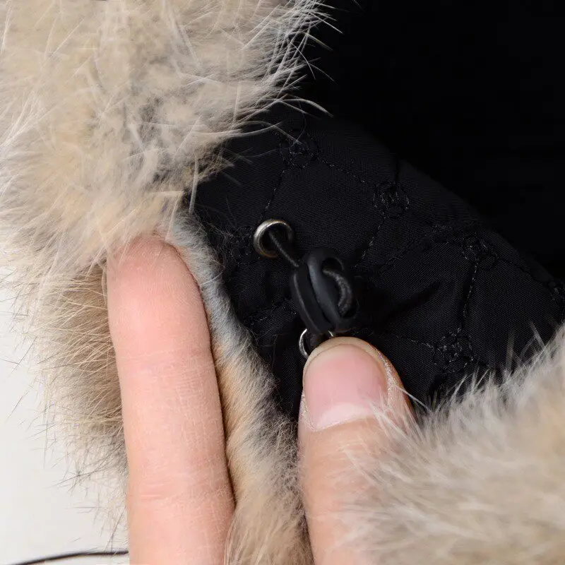 Modische Niedliche Echtfell-Kaninchenfell-Mütze für Damen, Winddichte Winter-Baseballkappe mit Katzenohren und Baumwollfutter – Detail 14
