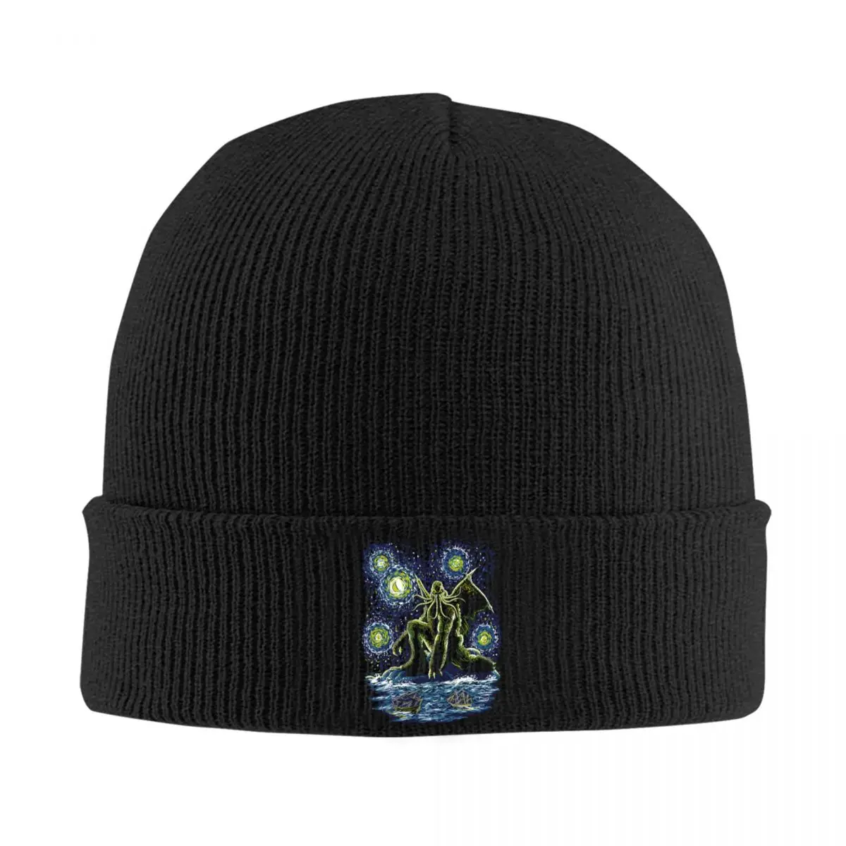 

Starry Night Of Cthulhu Skullies Beanies Caps Unisex Winter Warm Knit Hat Adult Brand Designer Monster Bonnet Hats Ski Cap