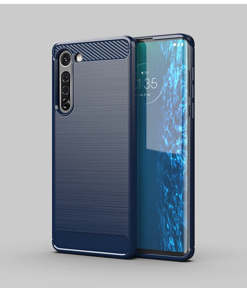 Motorola Edge Carbon Fiber Silicone Bumper Cover - Sleek Rubber Protection
