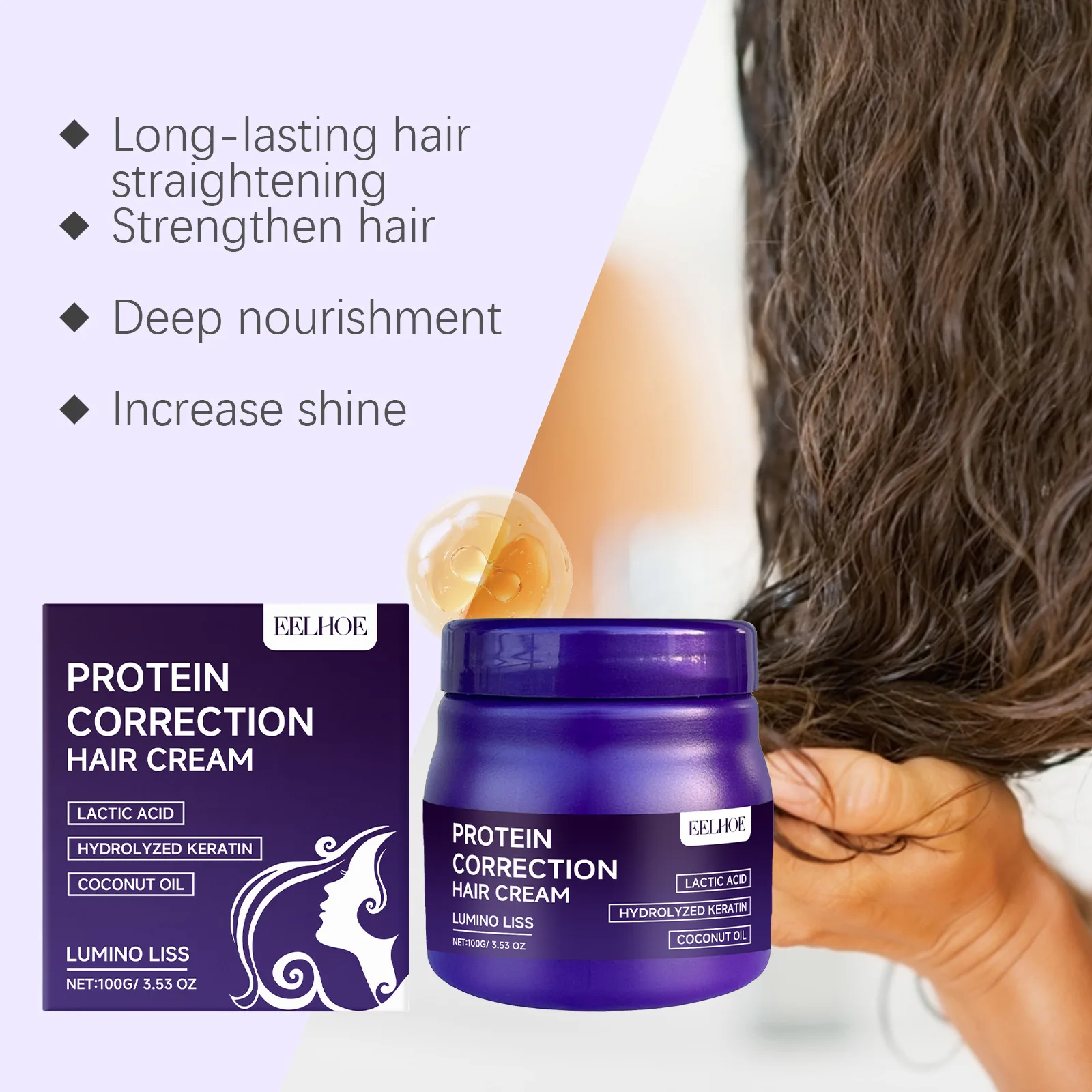 Multifunctional Keratin Hair Straightening Cream Moisturizing Nourishing Anti-frizz Softening Hair Care Free Straightening