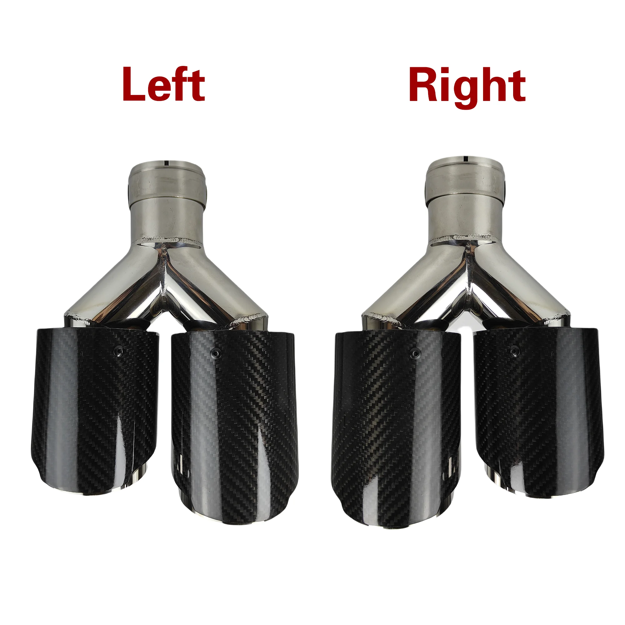 1 ชิ้น Universal รถคาร์บอนไฟเบอร์เคลือบเงาท่อไอเสียขัด Y รูปร่าง Double Exit ท่อไอเสียท่อไอเสียหัวฉีดตกแต่ง 1