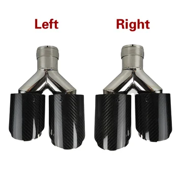 1 ชิ้น Universal รถคาร์บอนไฟเบอร์เคลือบเงาท่อไอเสียขัด Y รูปร่าง Double Exit ท่อไอเสียท่อไอเสียหัวฉีดตกแต่ง 1