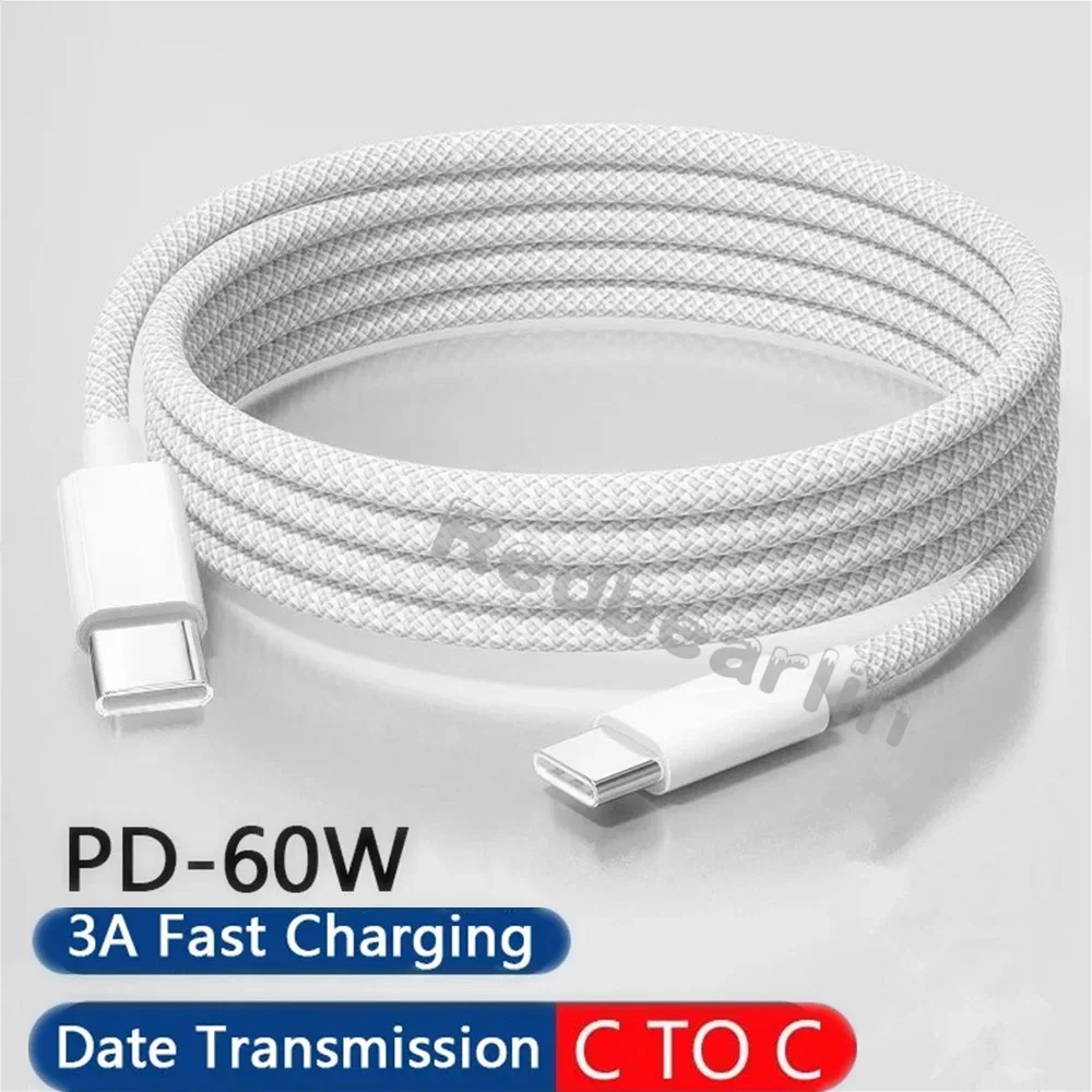 

10Pcs 1M 2M 3M 60W 3A Quick Charging Dual Typec PD USB C to USB C Cable Cord Line For Samsung Huawei Xiaomi Phone 15 15pro max