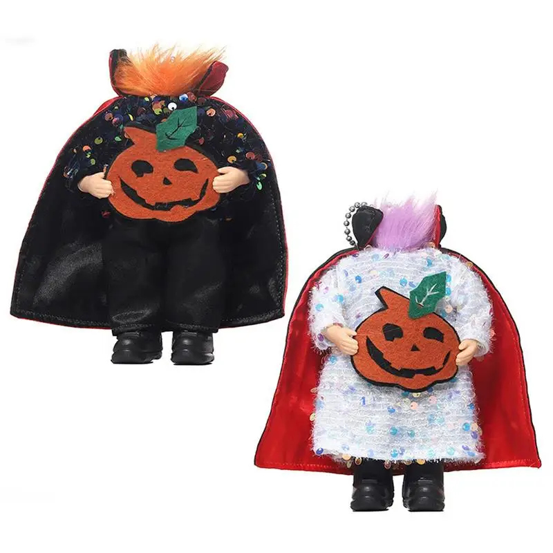 

Halloween Headless Pumpkin Dolls Creative Handmade Pumpkin Cute Ghost Doll With Pumpkin & Cloak Horrific Doll Ornament Halloween