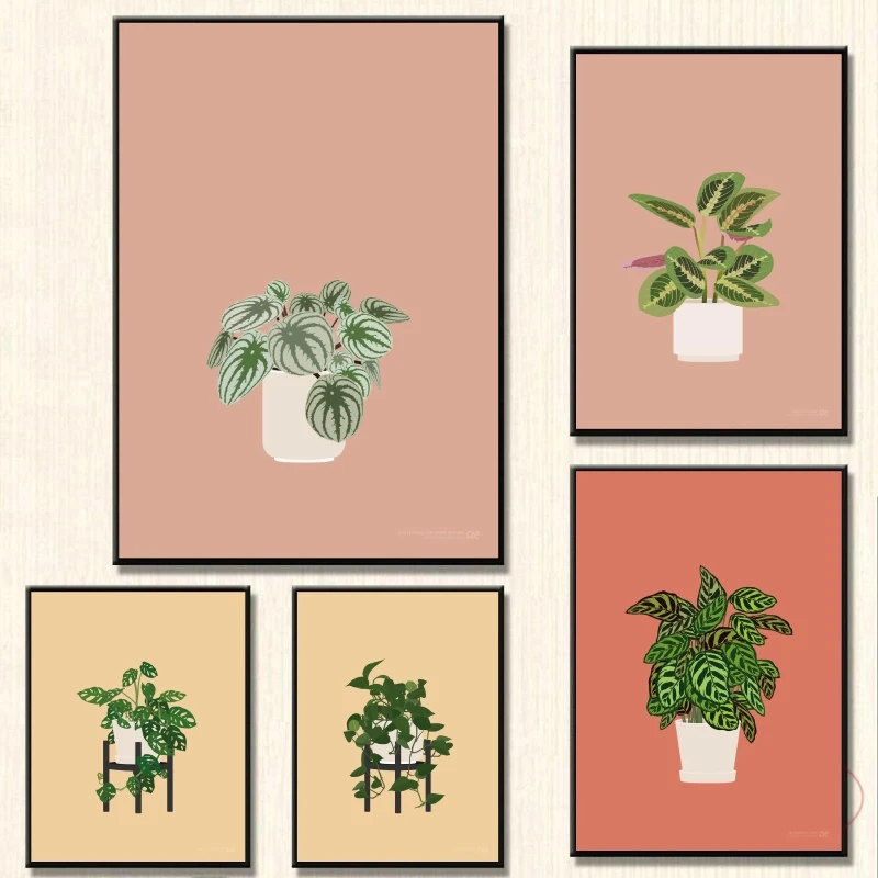 

Print On Canvas Heartleaf Houseplant Hanging Comics Pictures Birthday Gifts Poster Home Modern Living Room Wall Art