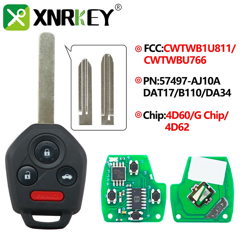 

XRNKEY ASK 315/433 МГц 4D60/ 4D62/ G чип CWTWB1U811/CWTWBU766 4-кнопочный дистанционный ключ для Subaru Outback Legacy Forester Impreza Tr