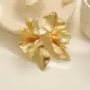 Boucles d'oreilles dorées en acier inoxydable pour femmes, Double couche, fleur à cinq pétales, Vintage, rayures, fleur, bijoux cadeaux