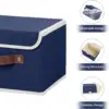 4PCS Storage Bins with Lid PU Leather Handles Storage Boxes PP Plastic Board Decorative Foldable Lidded Cotton Linen Fabric Home 4