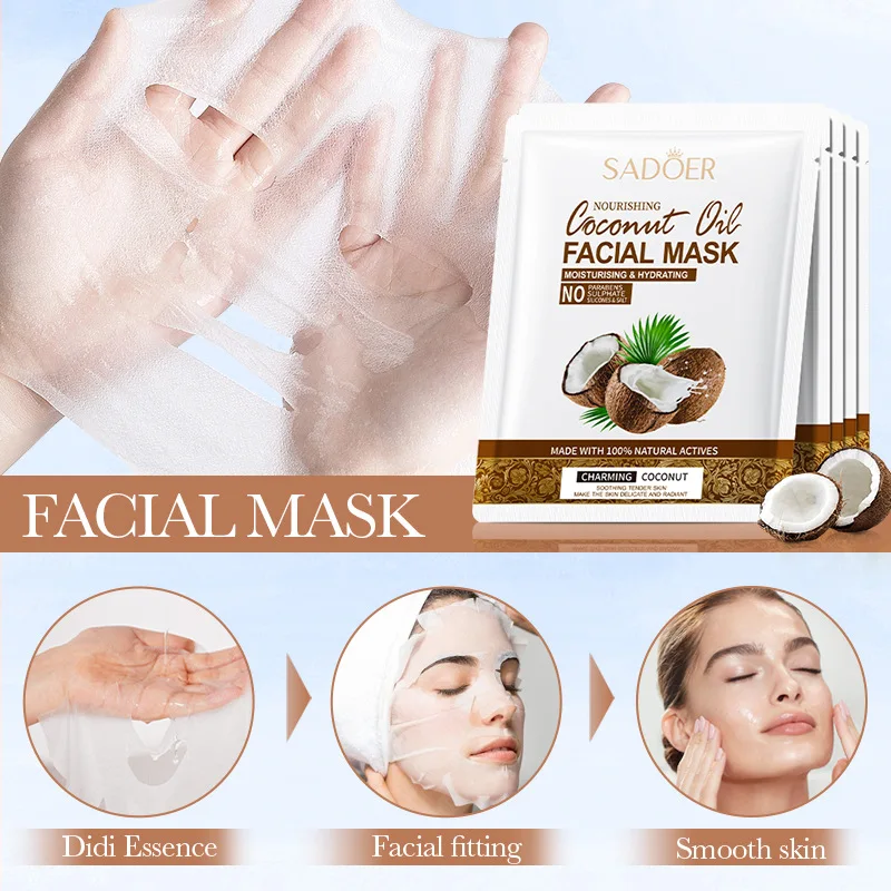 5pcs SADOER Coconut Face Mask Anti Wrinkle skincare Moisturizing Firming Hydrating Nourishing Facial Masks Skin Care