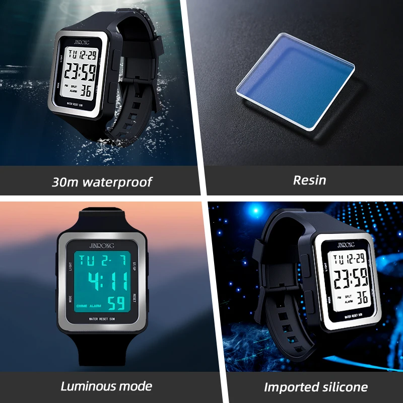 Women's Sports Watch, Digital Sports Watch, 50M Waterproof, Large Digital Display, Square Dial - 2