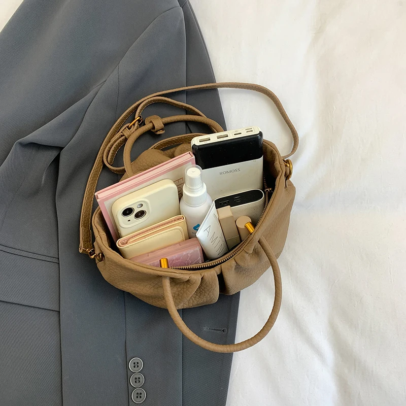 Bolso mujer Hohe Qualität Lichee Muster Pu Leder Schulter Umhängetasche Für Frauen Designer Eimer Handtasche Tote Pendler Tasche – Detail 18
