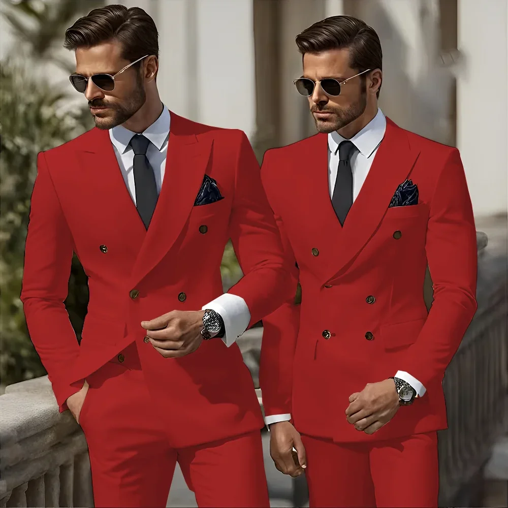 Men's Casual Business Suit Set Italian Style Two-Piece Chinese-Made Formal Wear for Professional Occasions - 5