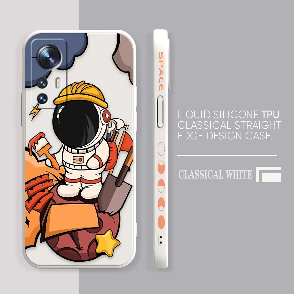 thumbnail image 1 of Case For Xiaomi 13 12 12S 11 11T 10 10S 9 9SE 8 8SE Pro Ultra Lite Colour Simple Liquid Silicone Case Cartoon Space Astronaut, 1 of 5