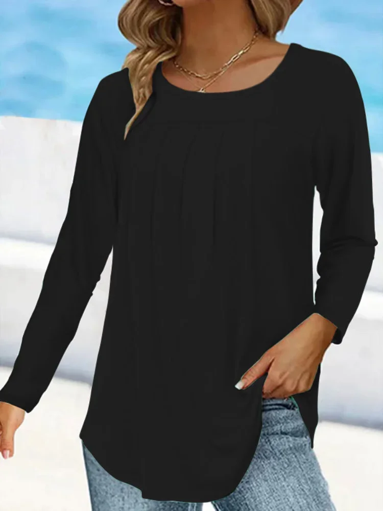 

Женская футболка с длинным рукавом, круглым вырезом