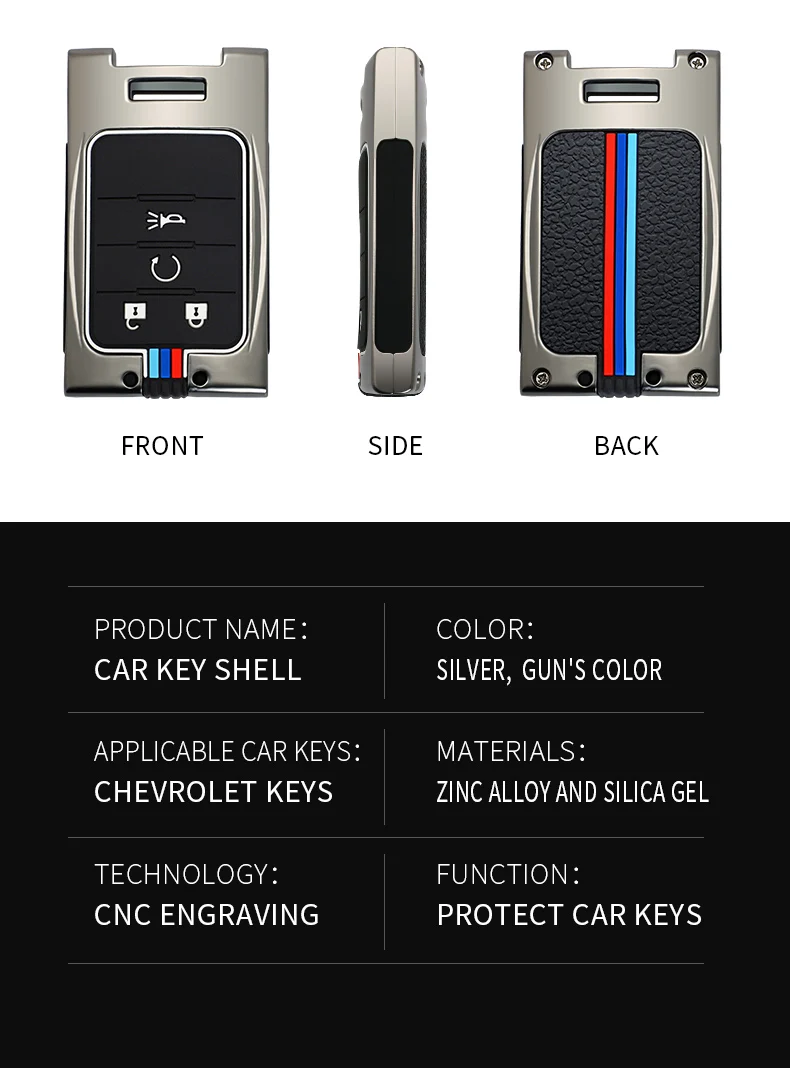 Car Key Cover Case For Cadillac Chevrolet Cts Ats Xts Sls Srx Xls Dts Sts Seville Escalade 3/4/5button C7 Corvette Zinc Alloy - - Racext™ - Cadillac REMOTE CONTROLS AND KEYS - Racext 31