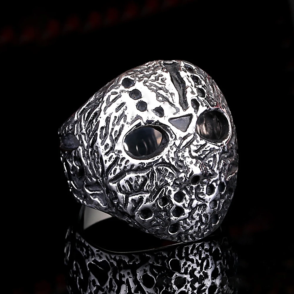 Punk Black Friday Killer Jason Mask Ring For Men Acciaio Inossidabile Retro Jason Mask Rings Biker Jewelry Regalo Creativo All'Ingrosso