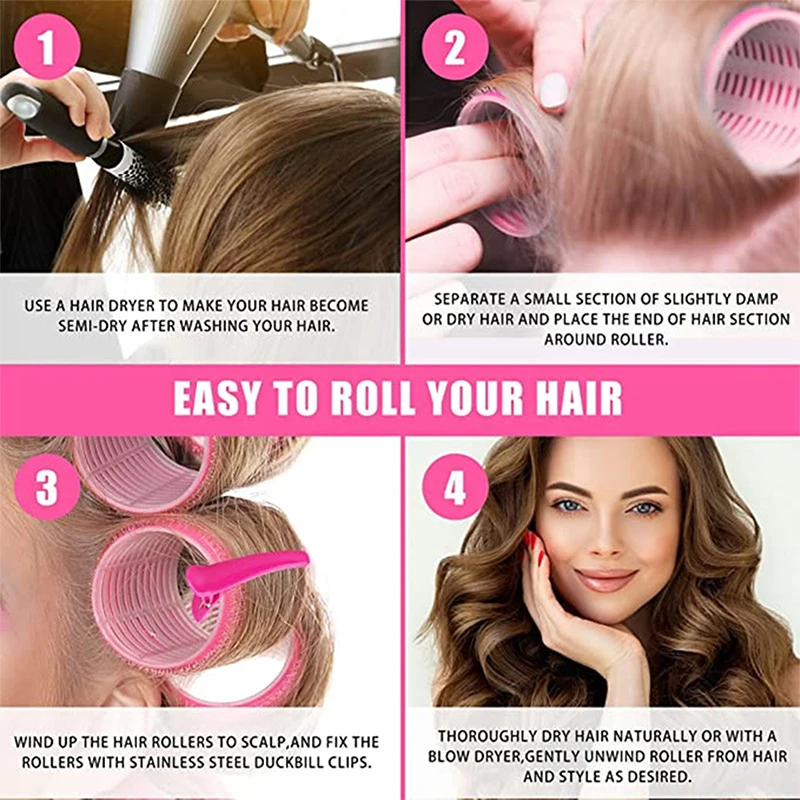 Hair Styling Tool Hair Curling Tools 33pcs S/M/L Hair Rollers Self Grip Holding Self-Adhesive Air Bangs Curling Roller Natural Curlers Heatless Curling