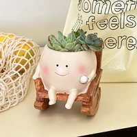 Cute Chair/Swing Smiling Face Little Devil Flower Pot Creative Swing Succulent Plant Flower Pot Garden Home Decoration 2