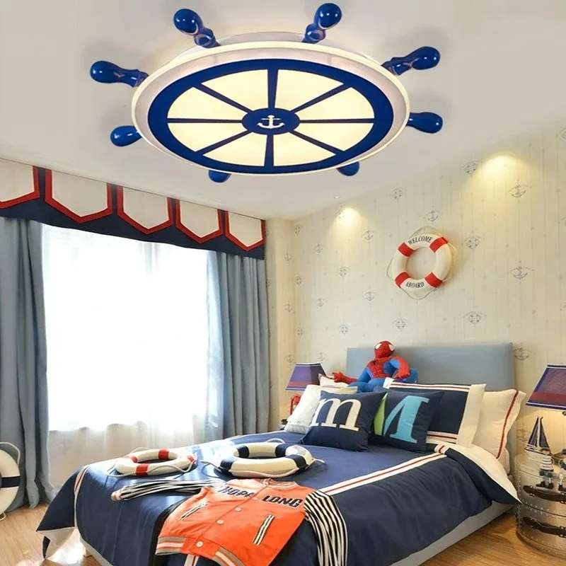

Children's room light boy led ceiling cartoon pirate ship rudder bedroom creative kindergarten playground