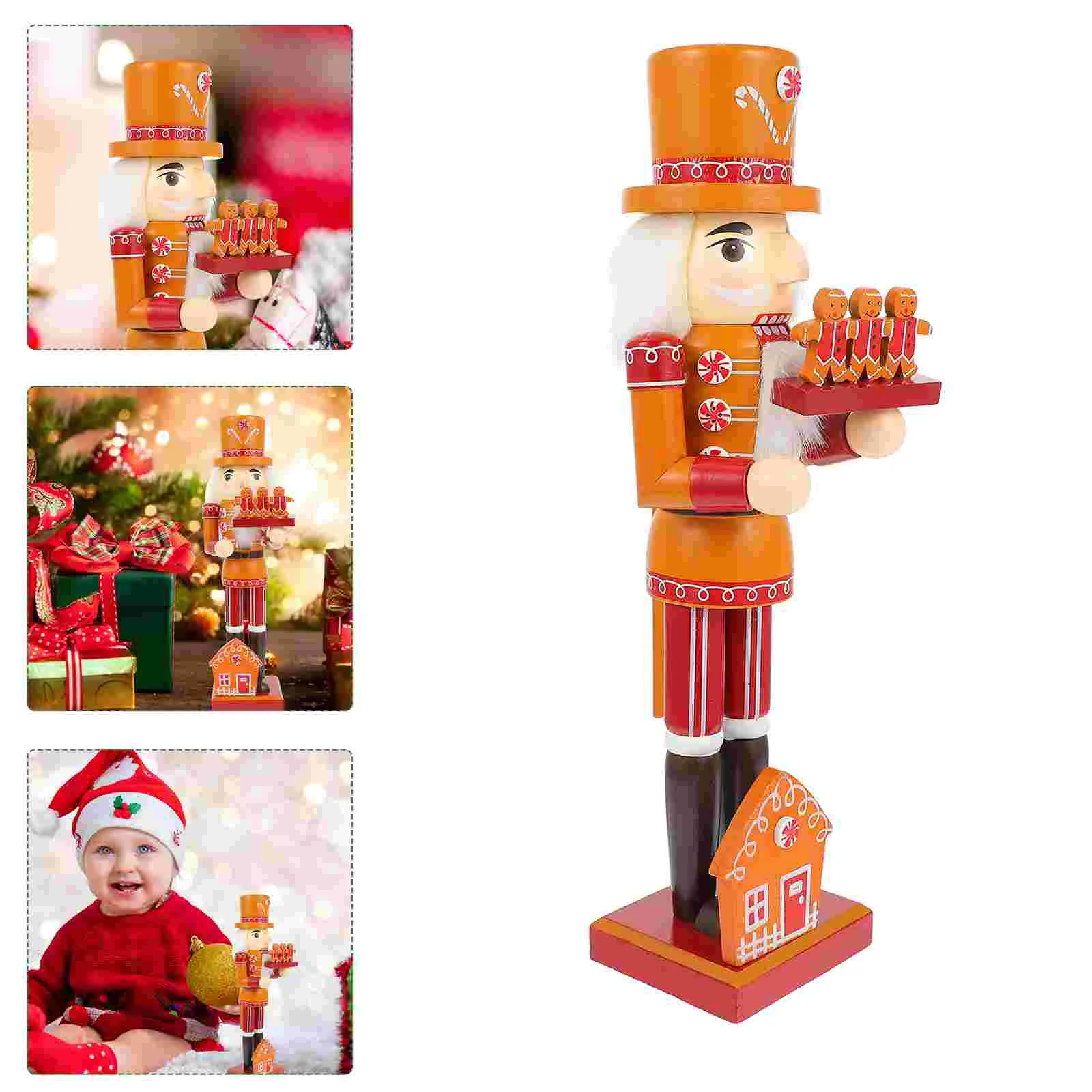 

Xmas Nutcracker Soldier State Desktop Decoration Christmas Nutcracker Layout Prop Wooden Nutcracker Figurine 35x10x8cm