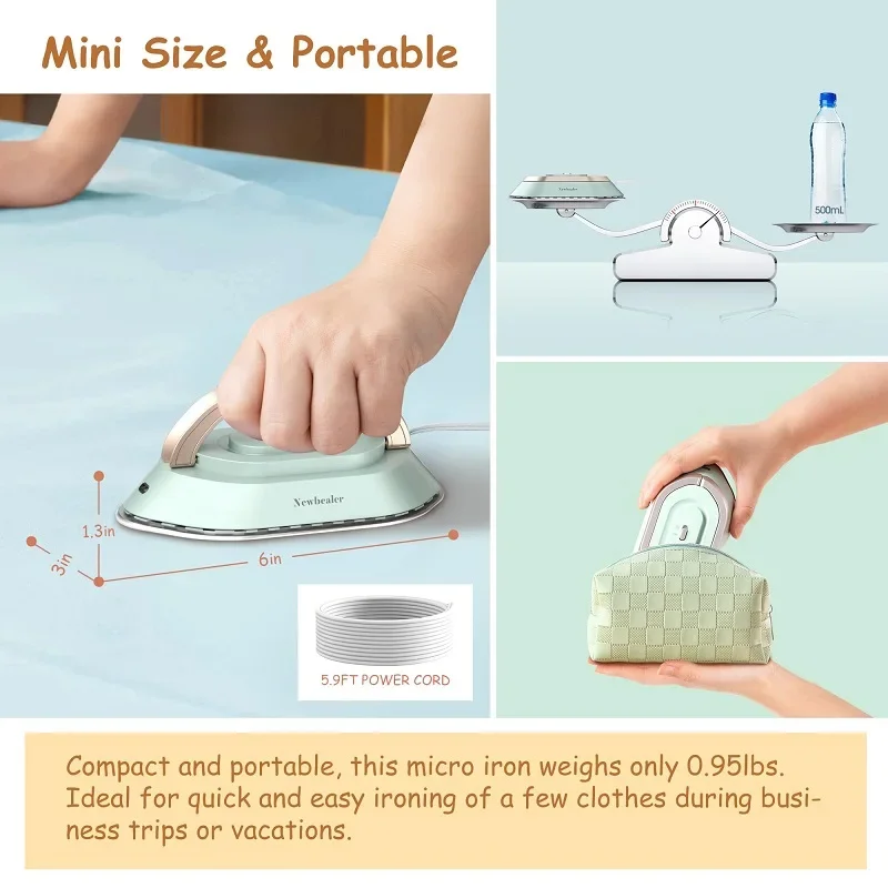 Mini Electric Iron Dual Voltage 110V/220V 30S Preheating Non-steam Portable Travel Dry Iron for Quilting Sewing Clothes 2