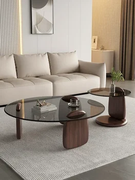 Glass Round Table, Multi-colour Size Set, Tea Table Coffee Table, High Temperature Resistance, Easy To Clean, Office Cafe Home 1