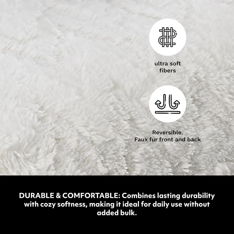 Premium Reversible Queen Size Luxury Faux Fur Throw for Couch Sofa or Queen Size Bed Plush Cozy Soft Blanket Ideal for Sleeping