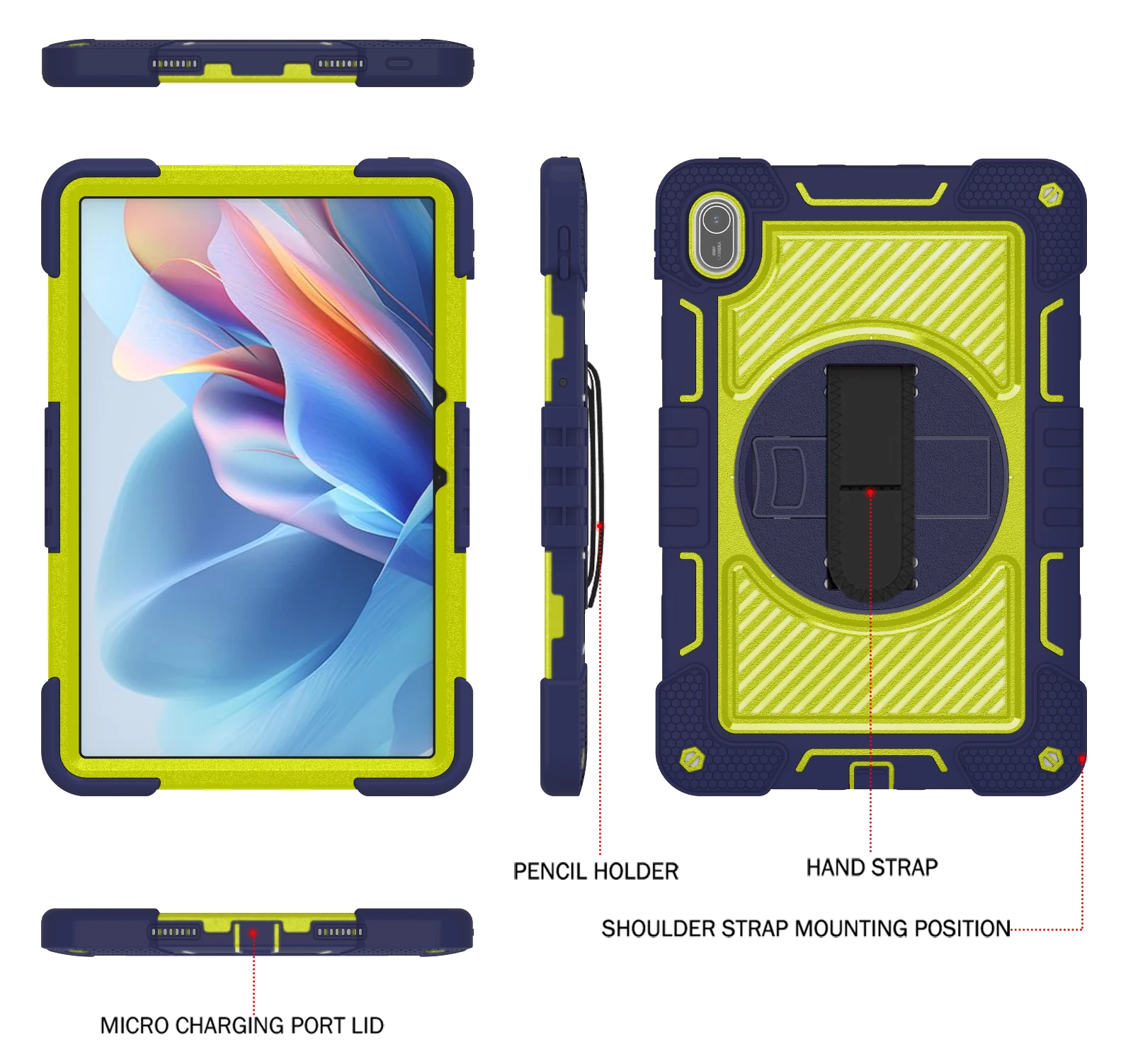 Durable Non-Toxic Silicone & PC Tablet Case with Shoulder Strap