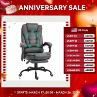Pu Leather Massage Computer Chair W/ Padded Seat and Adjustable Height, Grey 1