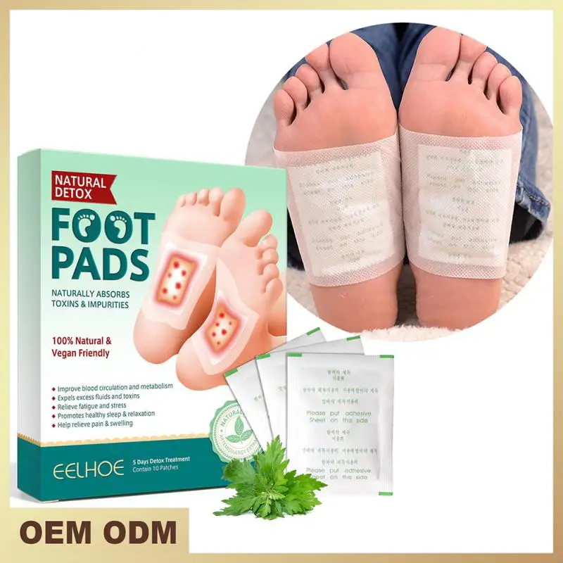 10pcs Detox Foot Patches Ginger Wormwood Pads Detoxification Body Toxins Cleansing Slimming