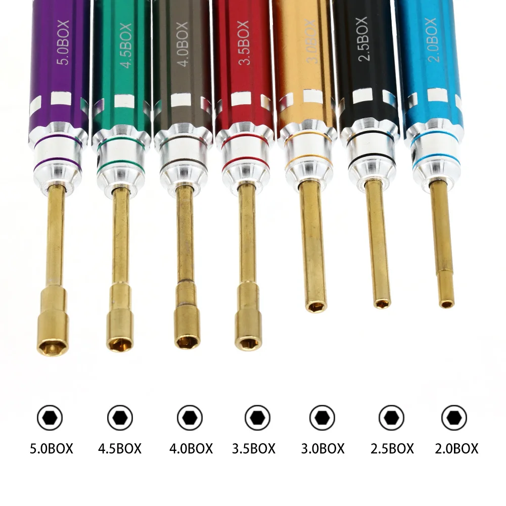 7PCS Short Handle RC Hex Screwdriver Nut Driver & Phillips Screwdriver Tool Set Allen Wrenches Socket Tools For RC Mini Car