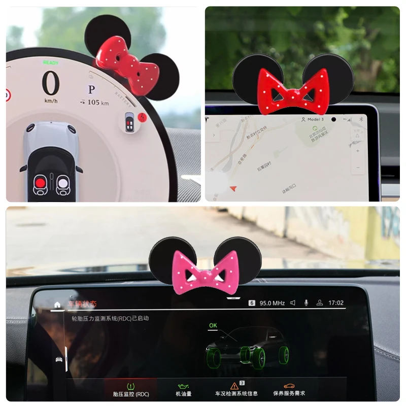 Decorazioni per Interni Auto, Graziosi Ornamenti a Fiocco per Auto, Decorazioni per Schermo del Cruscotto dell'Auto - Image 2