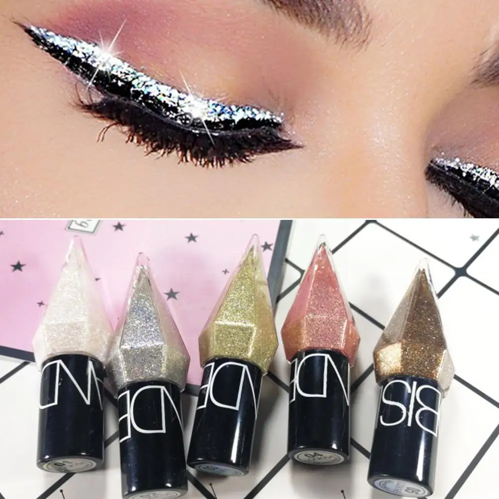 Liquid Eyeshadow Pearlescent Diamond Eye Shadow 5-color Sequins MakeUp Smooth Mini Fine Brush Eyeliner Shine
