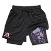Mens 2-in-1 Athletic Gym Shorts Anime Hunter X Hunter Print Quick Dry Stretchy Active Shorts Fitness Workout Running Sportswear 4