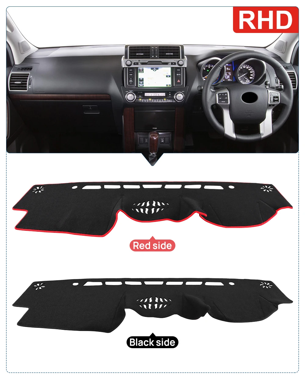 Auto Dashboard Abdeckung Vermeiden Licht Pad Teppich Für Toyota Land Cruiser Prado 150 J150 2010-2016 2017 2018 2019 2020 2021 2022 2023 – Detail 6