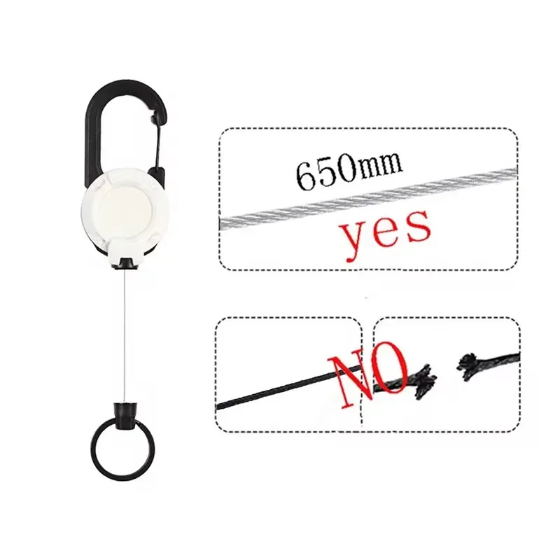 Retractable Key Chain 1pcs Heavy Duty Retractable Pull Badges ID Reel Carabiner Steel Wire Rope Buckle Key Holder Outdoor