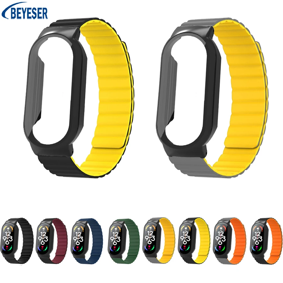 

Спортивный ремешок для смарт-часов Xiaomi Mi Band7/7NFC, магнитный ремешок, закаленная пленка + защитный чехол, сменный Браслет 3 в 1