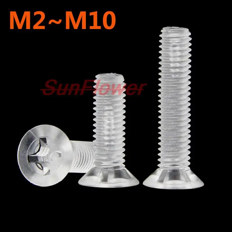 Acrylic Plastic Screw 10/20pcs M2 M3 M4M5 M6 M8M10 Phillips Transparent