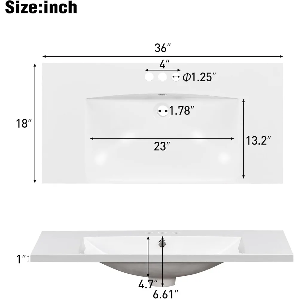 36” Bathroom Vanity with Sink, Single Sink Vanity Cabinet Set with 36” Countertop & Integrated Sinks, 2 Doors & 2 Drawers 6