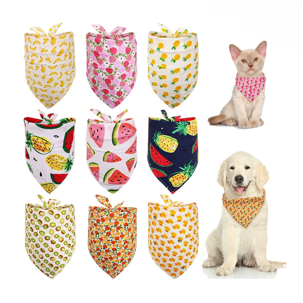 

Dog Bandana Fruit Printting Summer Dog Acccessories Scarf Small Cat Puppy Bandanas/Bibs Pet Dog Accessories Pet Supplies