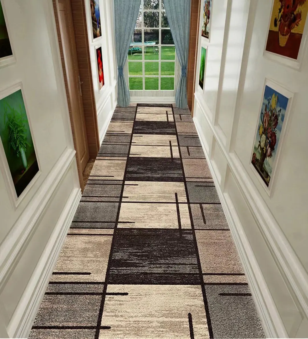 CorridorCarpetLongHallwayAreaRugGeometricLivingRoomHall