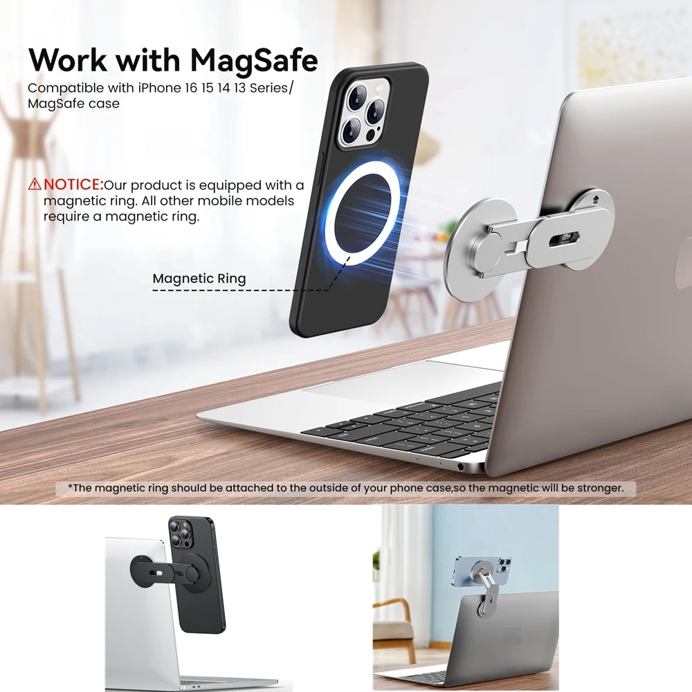 Mag/safe IPhone 16/15/14 용 Tesla Model 3/X/Y/S 용 자기 노트북 및 차량용 전화 홀더 금속 조절 식 측면 장착 브래킷